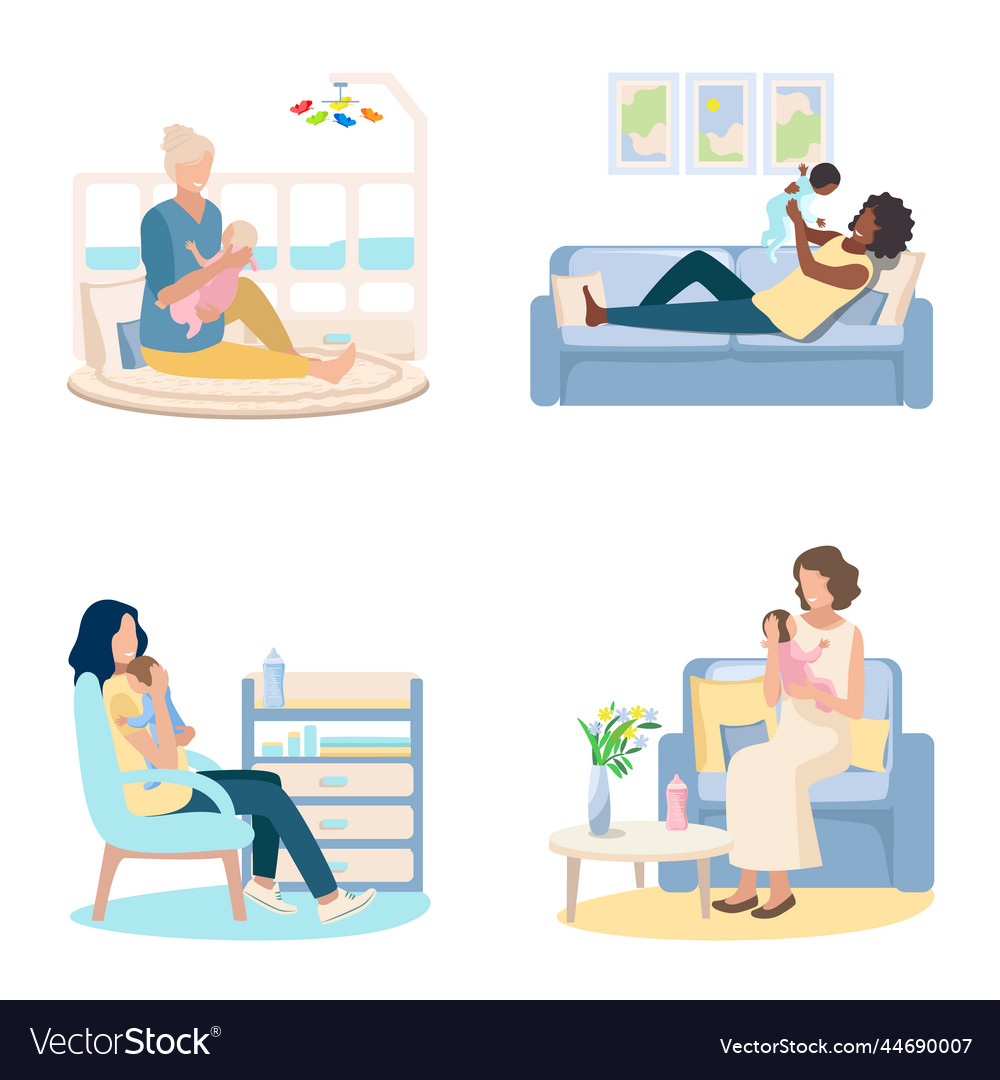 Mom with baby set Royalty Free Vector Image - VectorStock