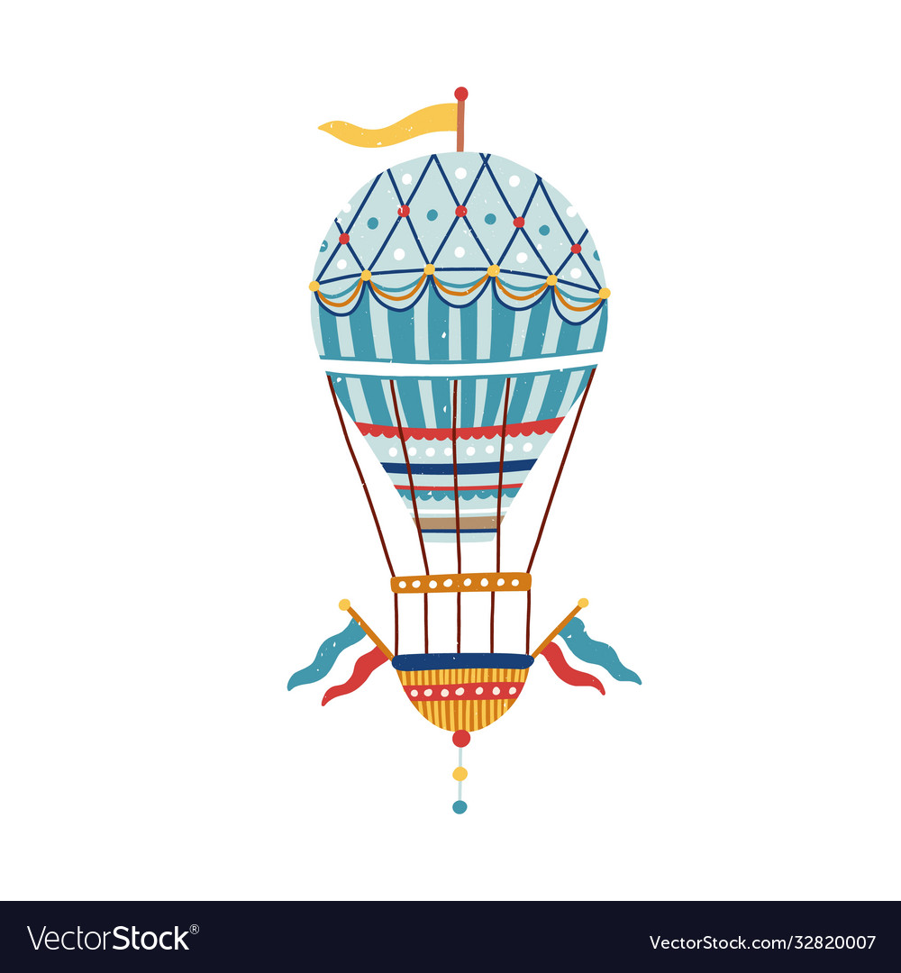 Vintage victorian vivid striped air hot balloon Vector Image