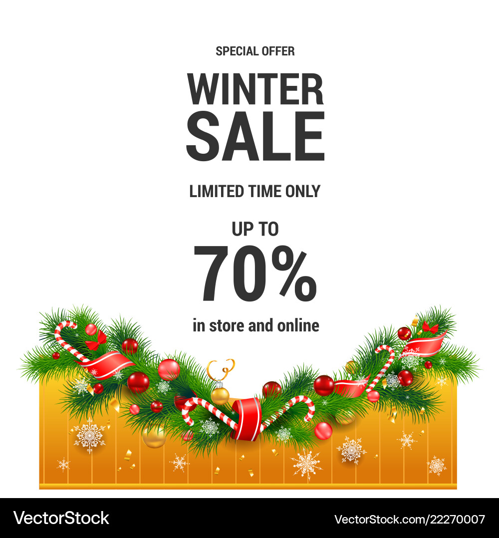 Winter christmas sale template Royalty Free Vector Image