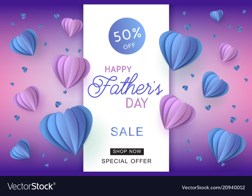blue and violet folded paper heart shapes and sign