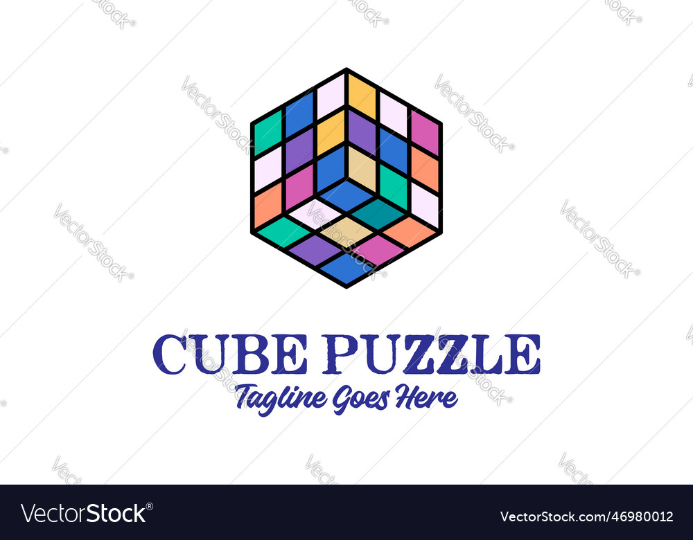 Colorful geometric square cube puzzle toy logo Vector Image