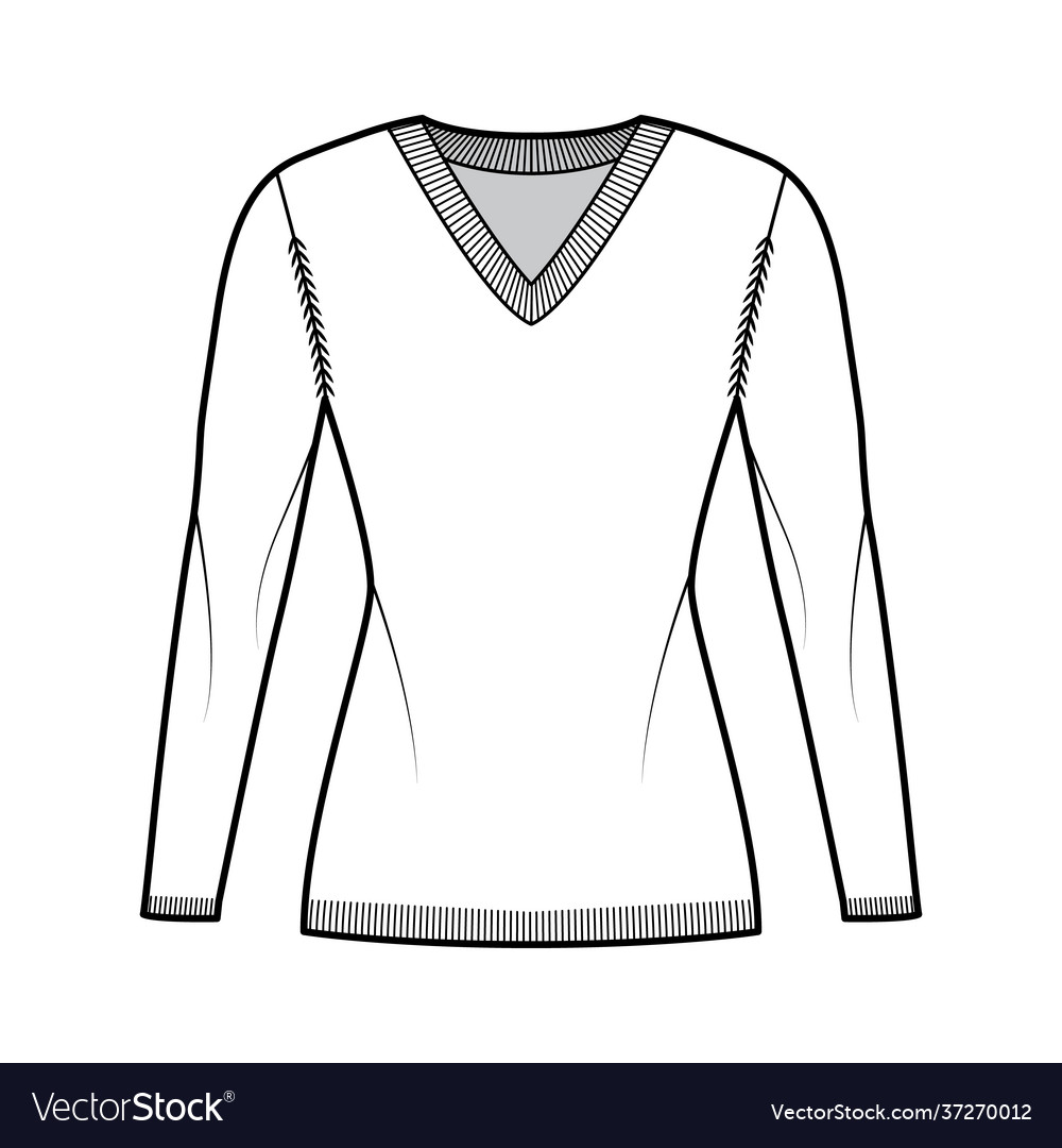 V-neck sweater technical fashion Royalty Free Vector Image