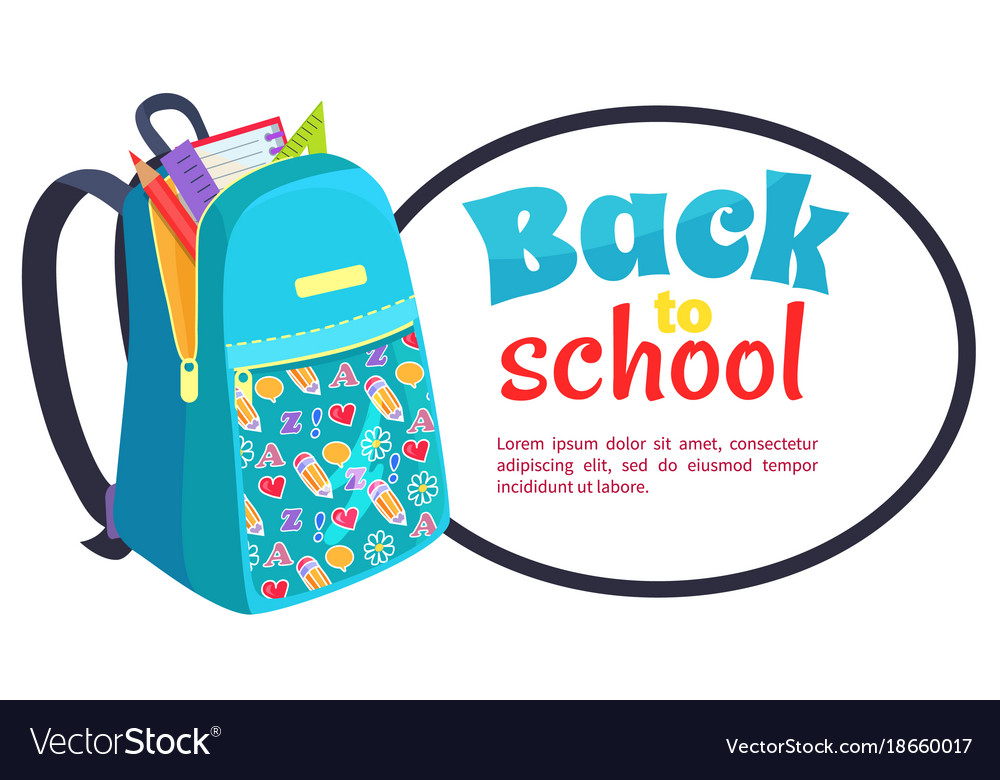 Vector school backpack. Back to school. Schoolbag and rucksack