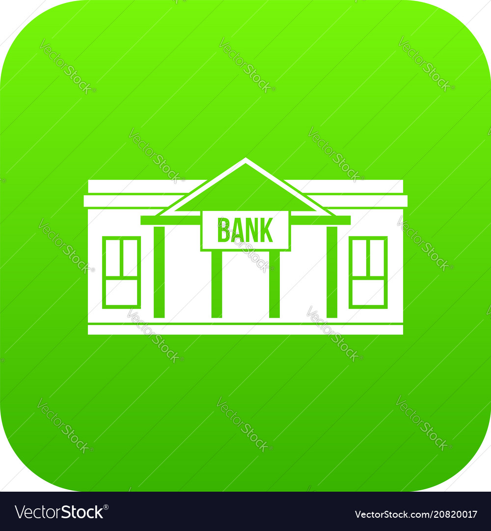 Bank building icon digital green Royalty Free Vector Image