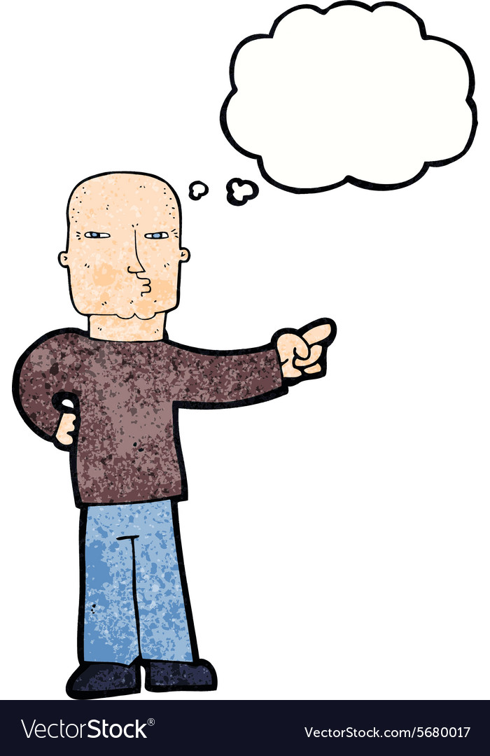 Cartoon Pointing Man With Thought Bubble Vector Image