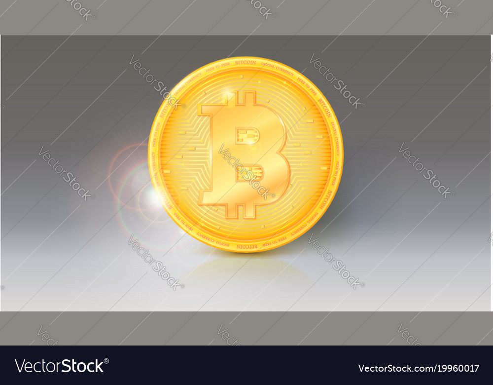 Coin Virtual Currency Bitcoin With Sun Glare Vector Image