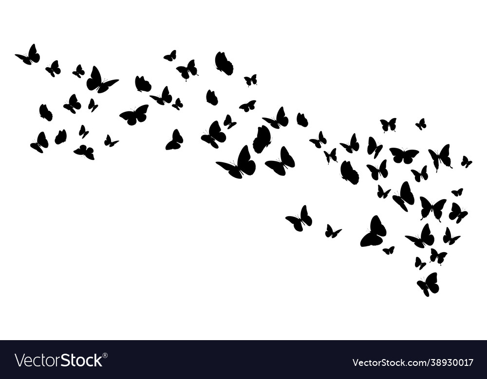 Flying black silhouettes butterflies Royalty Free Vector