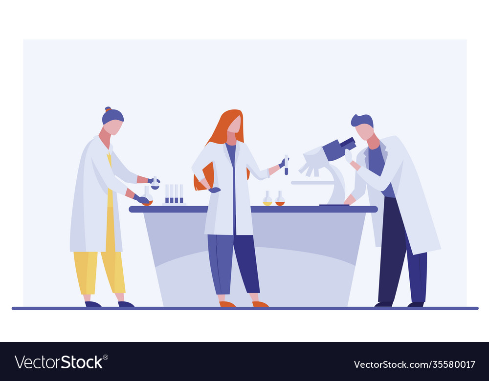 Lab assistants doing research Royalty Free Vector Image