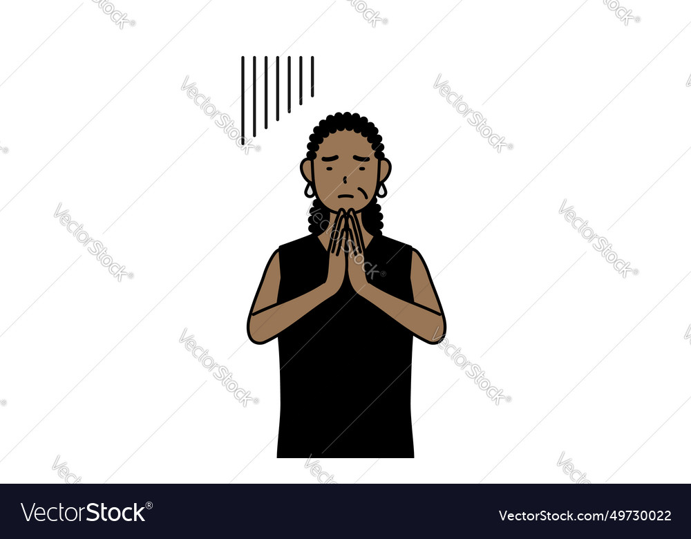 African-american senior woman apologizing Vector Image