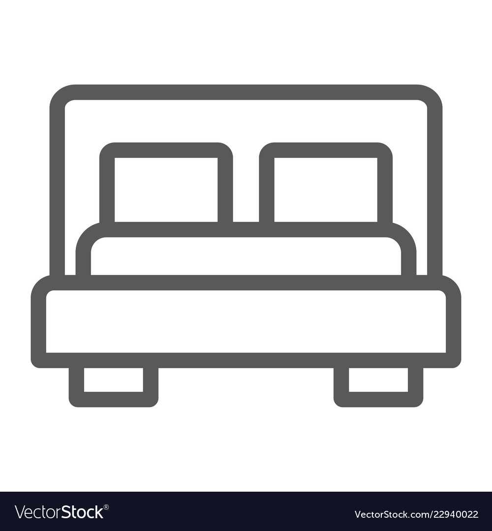 Bed Line Icon Furniture And Hotel Bedroom Sign Vector Image