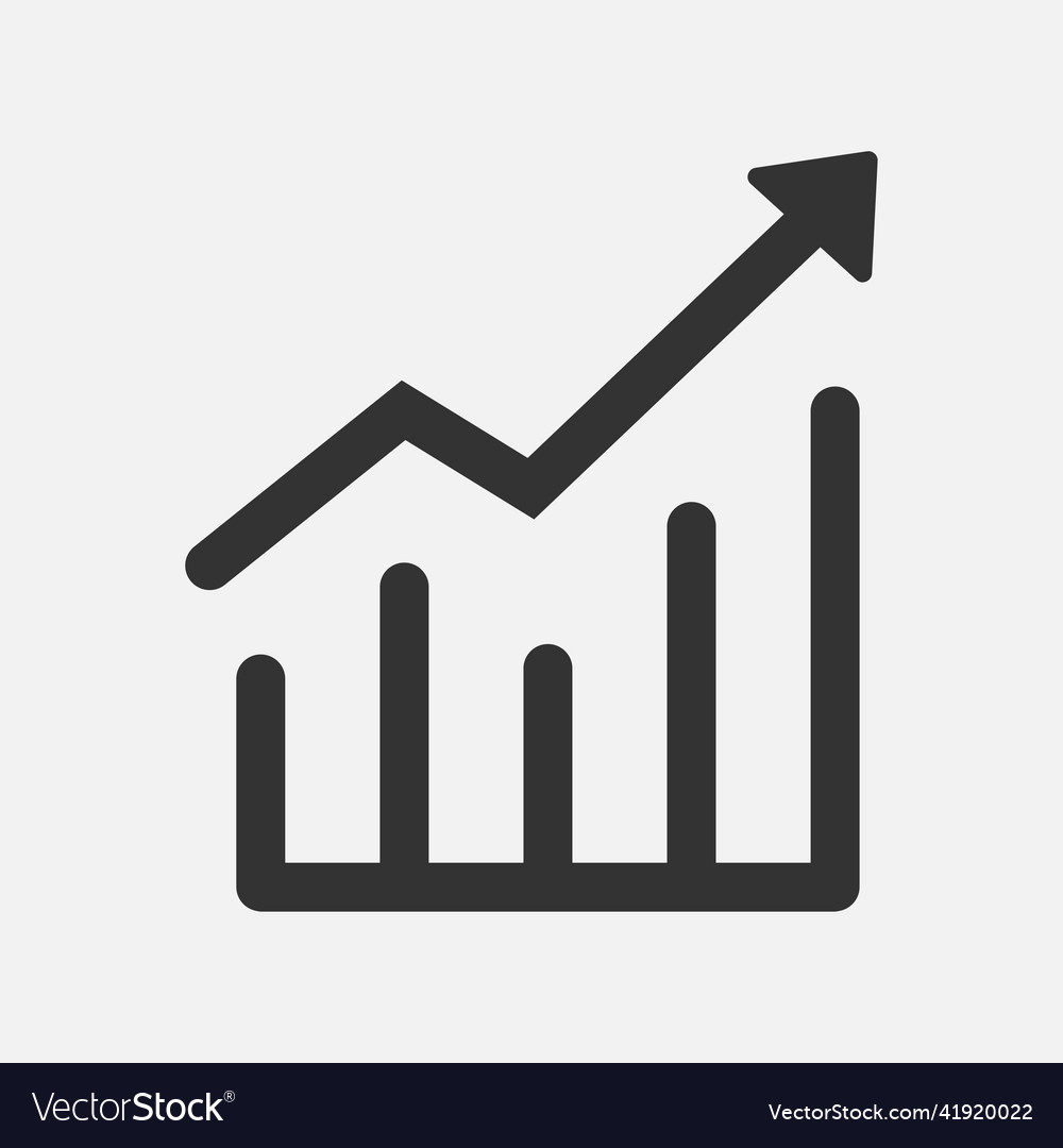 Growing graph up chart icon isolated flat design Vector Image