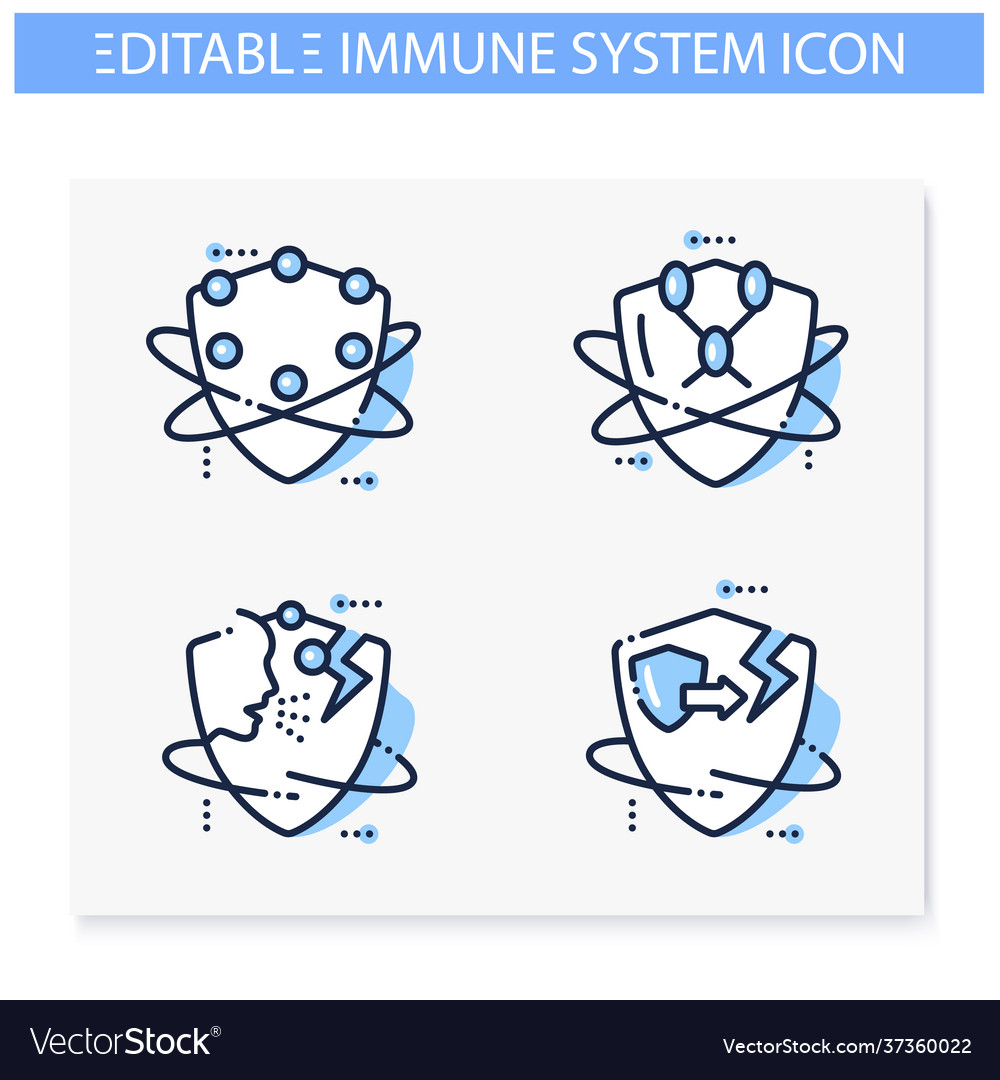 Immune System Line Icons Set Royalty Free Vector Image