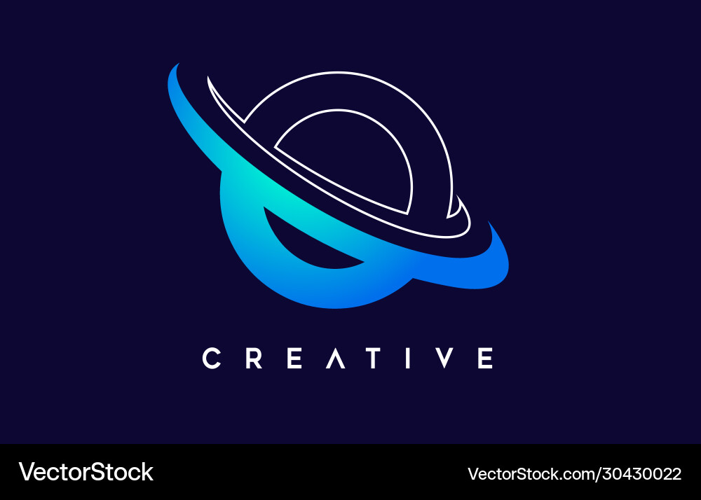 Letter o logo design with blue swash Royalty Free Vector