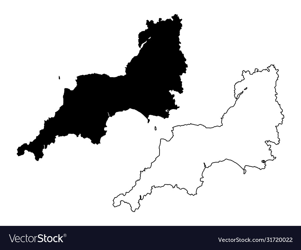 Map Of Western England Map South West England Black And Outline Maps Vector Image