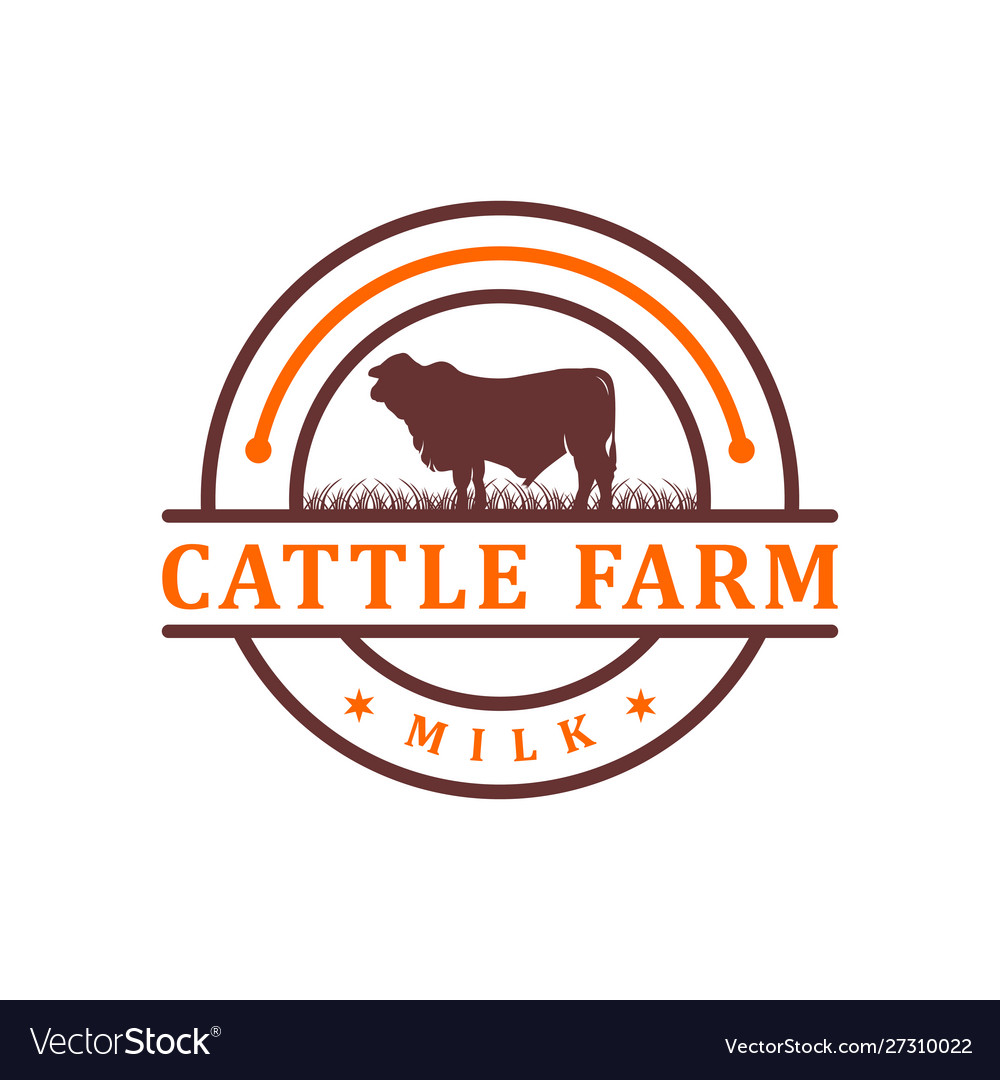 Vintage cowhide circle logo design Royalty Free Vector Image