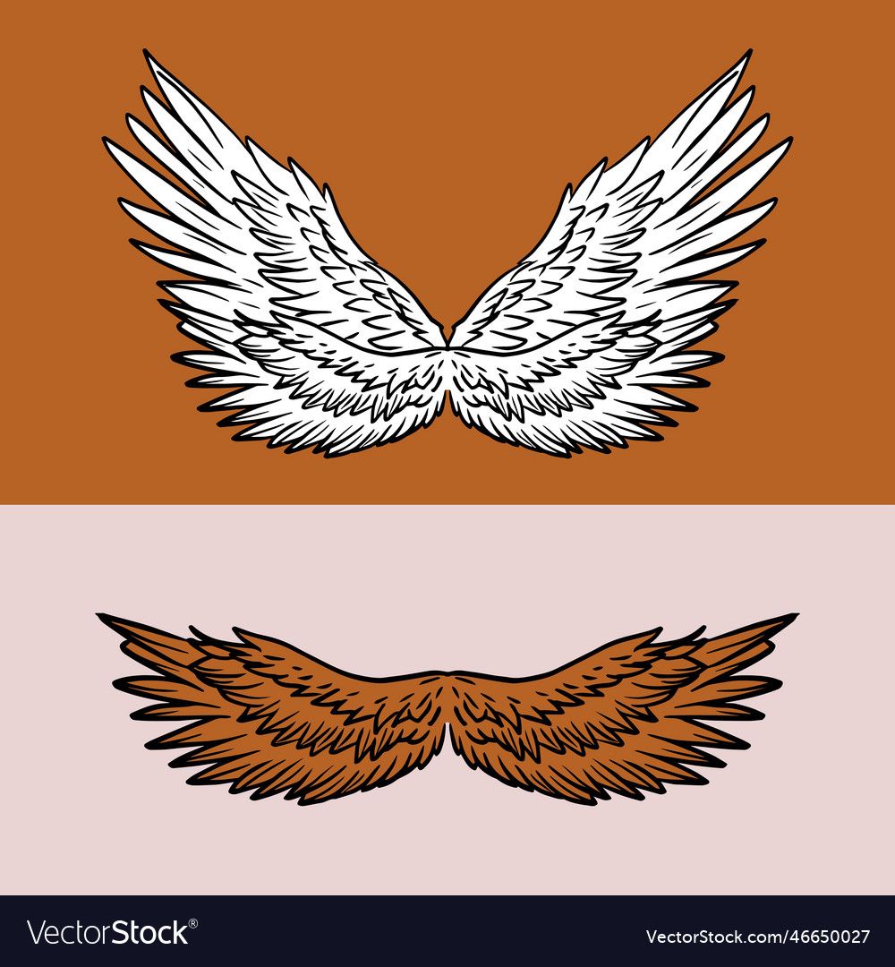 Hand drawing wings design Royalty Free Vector Image