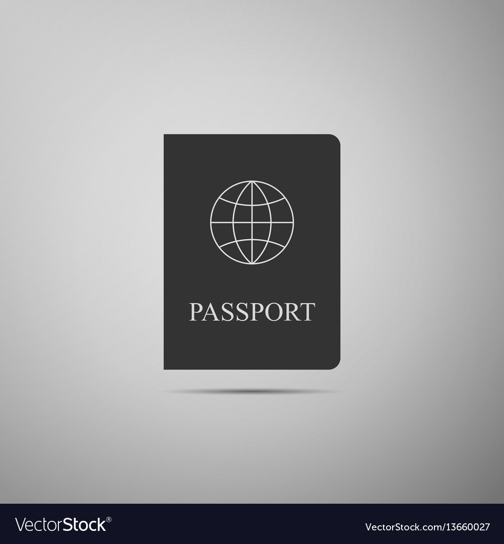 Passport flat icon on grey background Royalty Free Vector