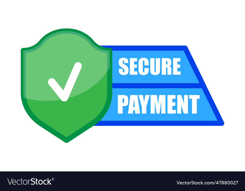 Secure payment shield with tick mark icon Vector Image