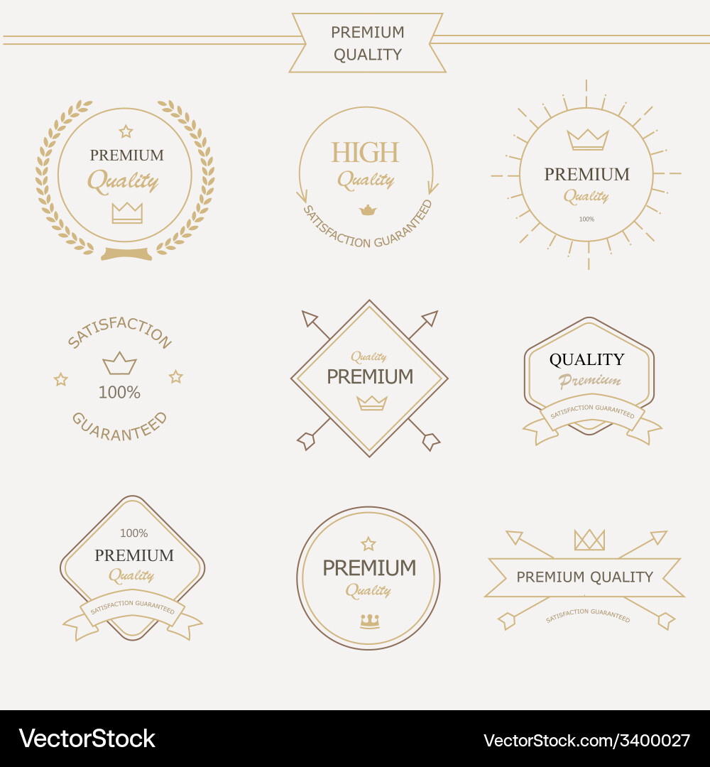 Set premium quality labels and badges Royalty Free Vector