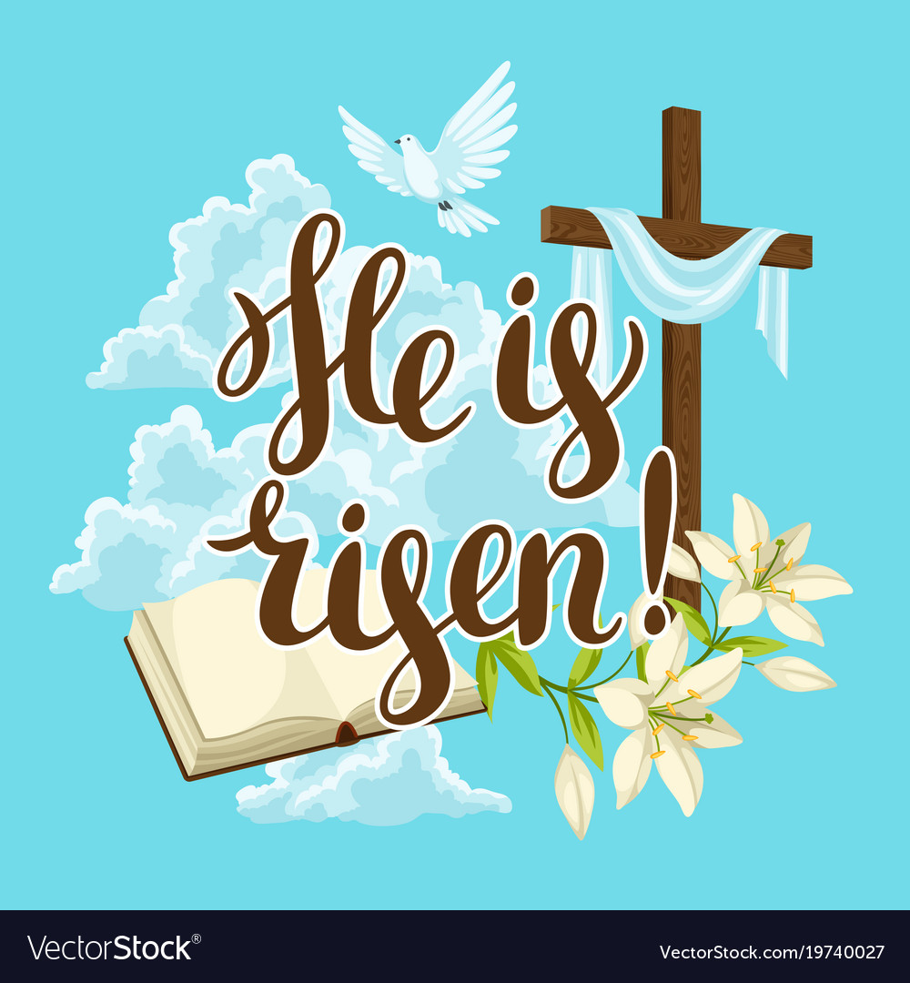 Silhouette wooden cross with bible lily and Vector Image