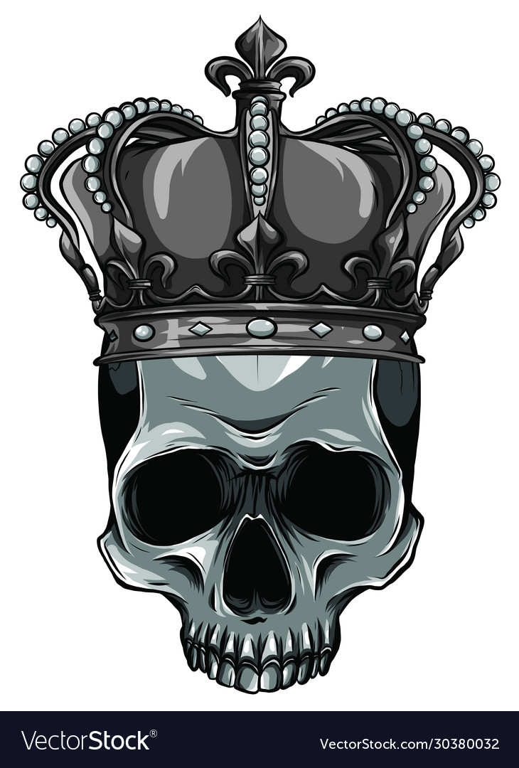 Human death skull in crown Royalty Free Vector Image