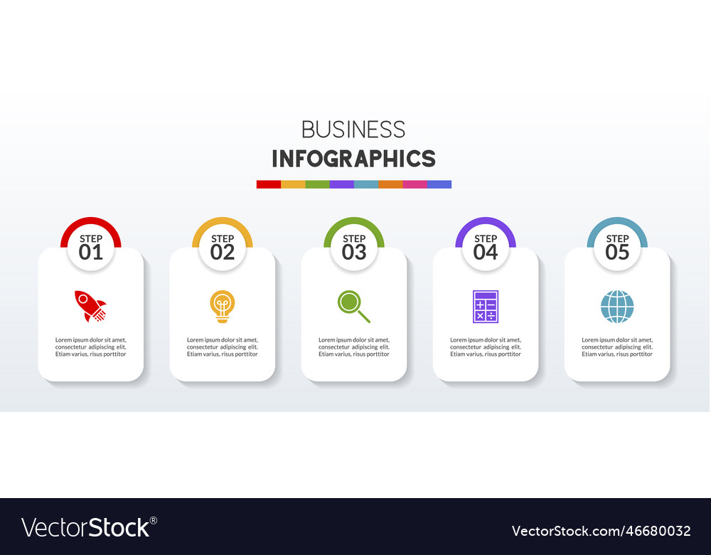 Infographics design template and icons with 5 Vector Image