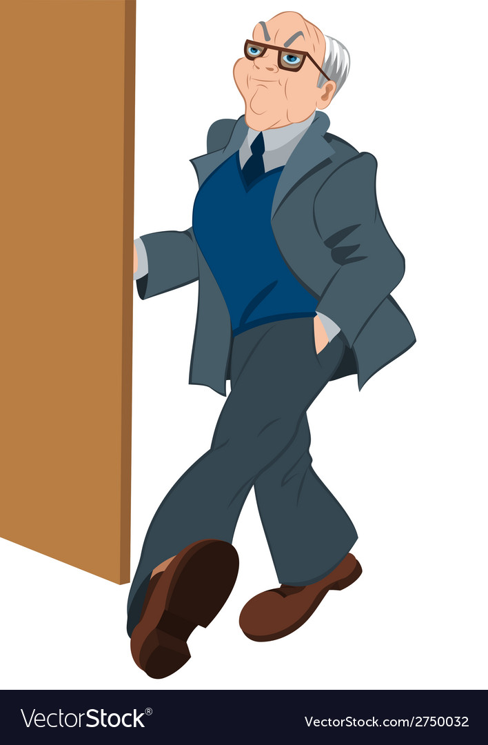 Retro Hipster Old Man Opening Door Royalty Free Vector Image