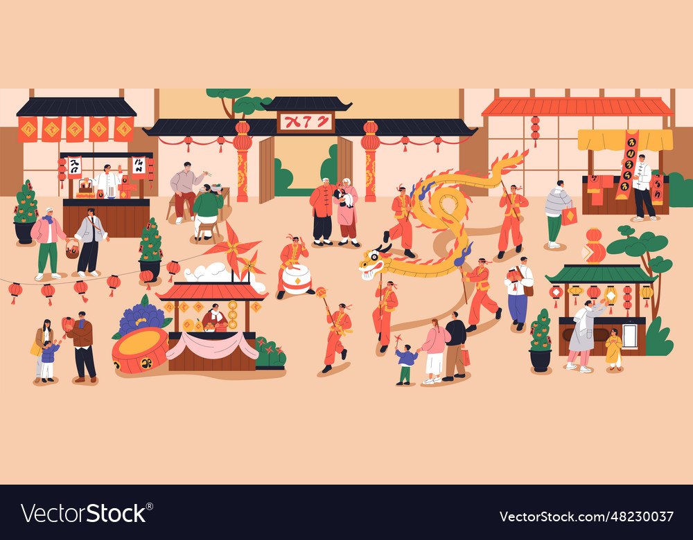 Chinese new year celebration at fair festival Vector Image