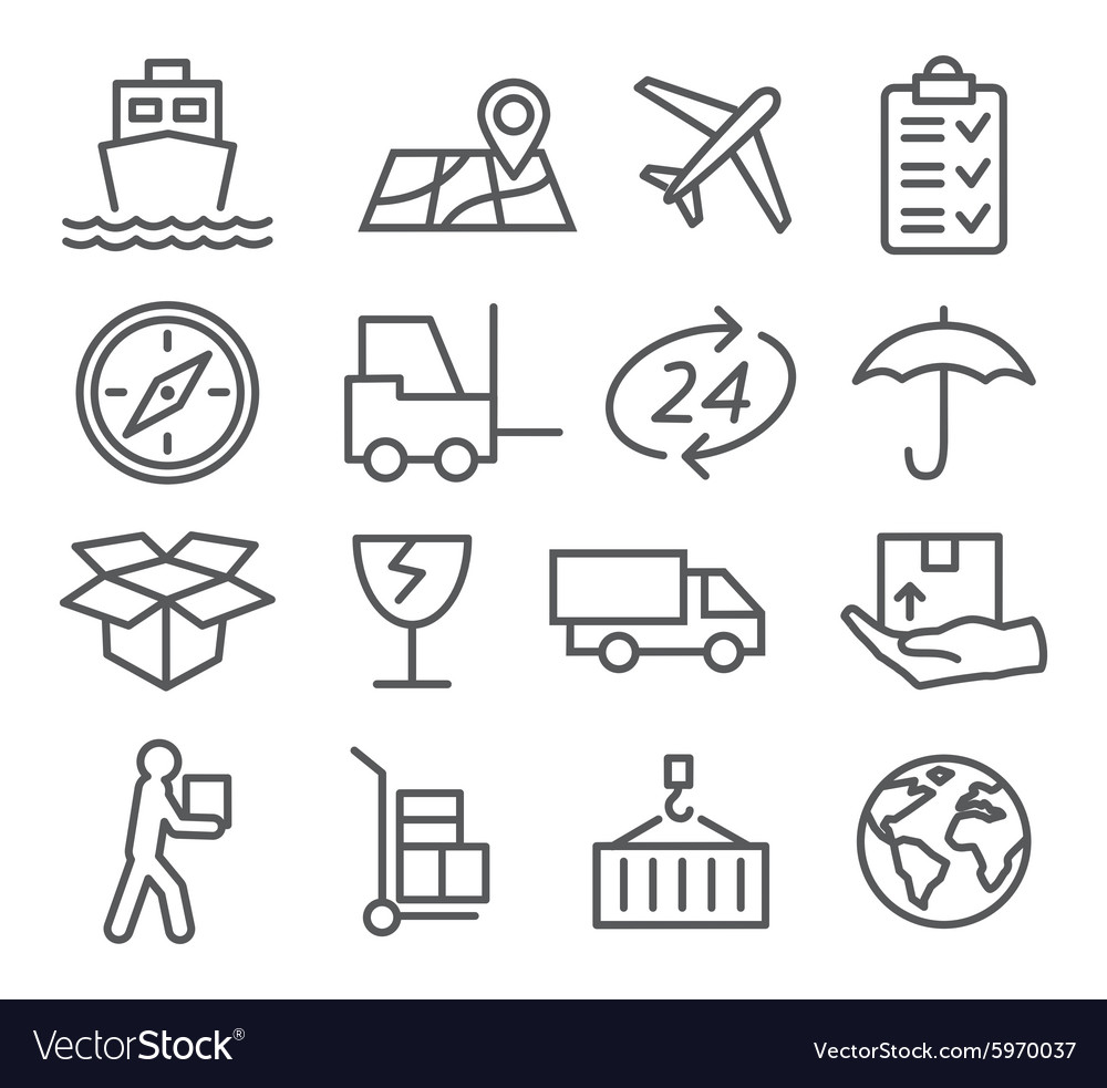 Logistic and delivery line icons Royalty Free Vector Image