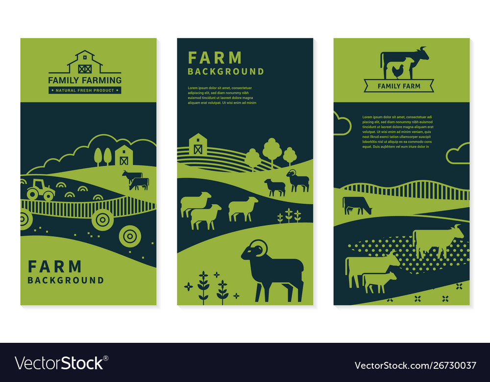 Set banners on rural themes farm Royalty Free Vector Image