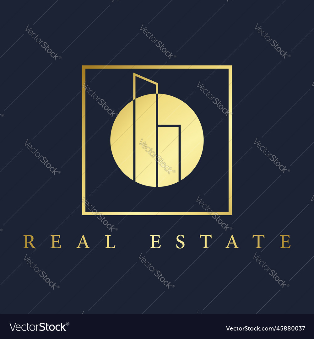 Simple gold real estate logo Royalty Free Vector Image