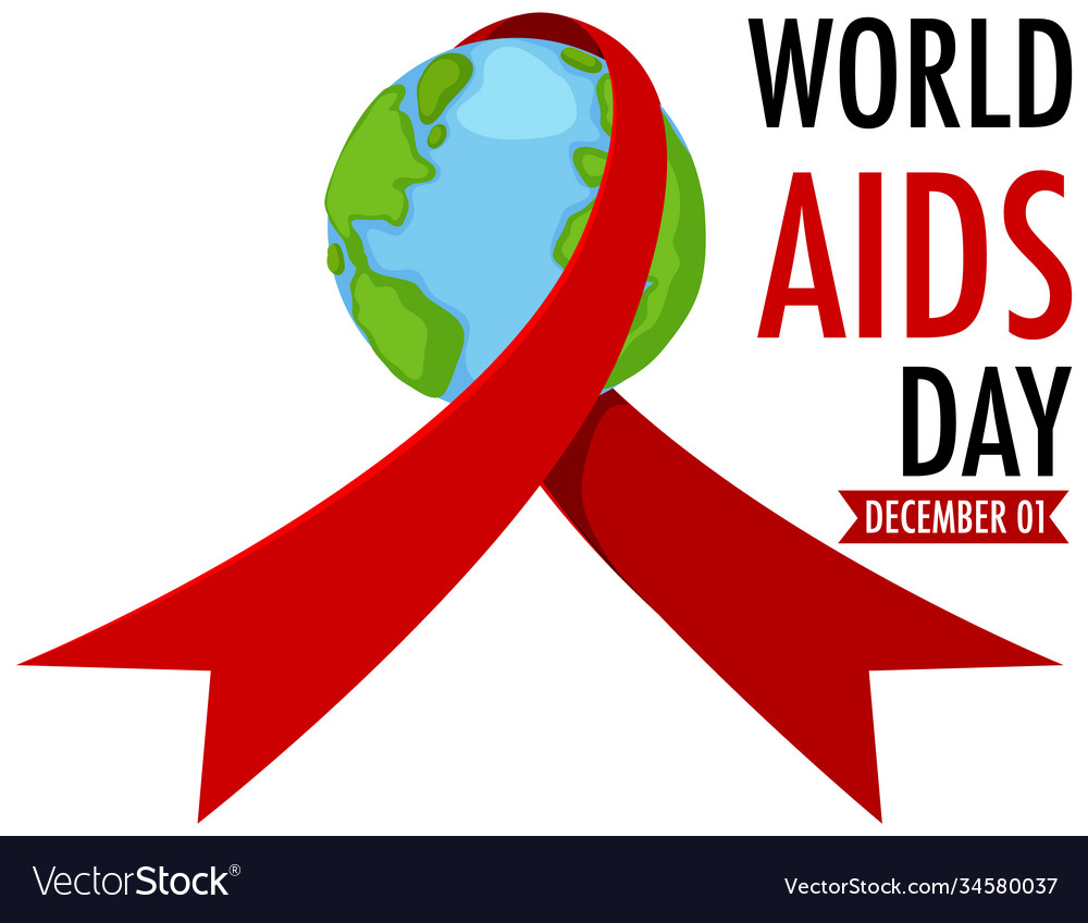 World aids day logo or banner with red ribbon Vector Image