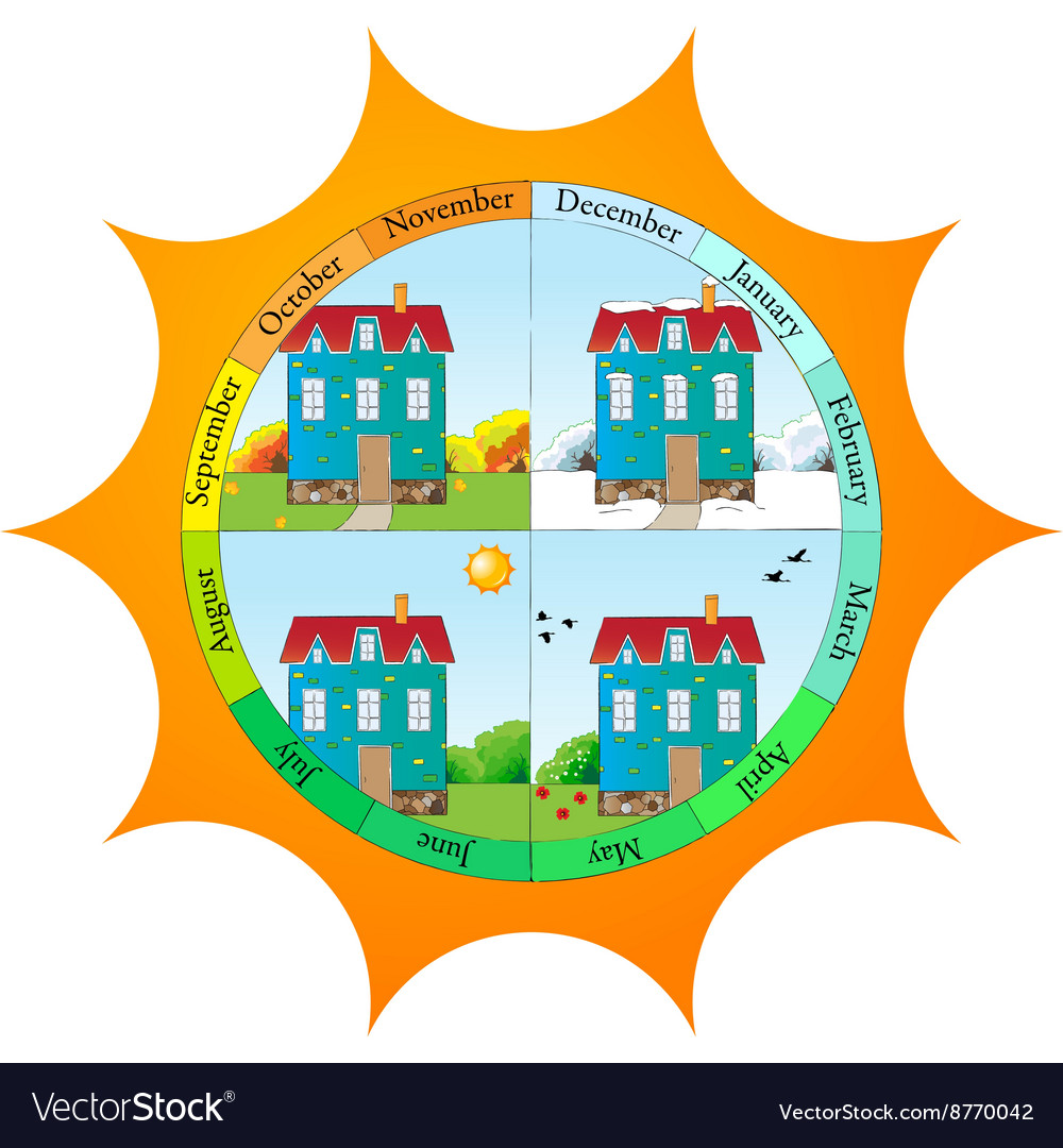 Cute template for seasons calendar Royalty Free Vector Image