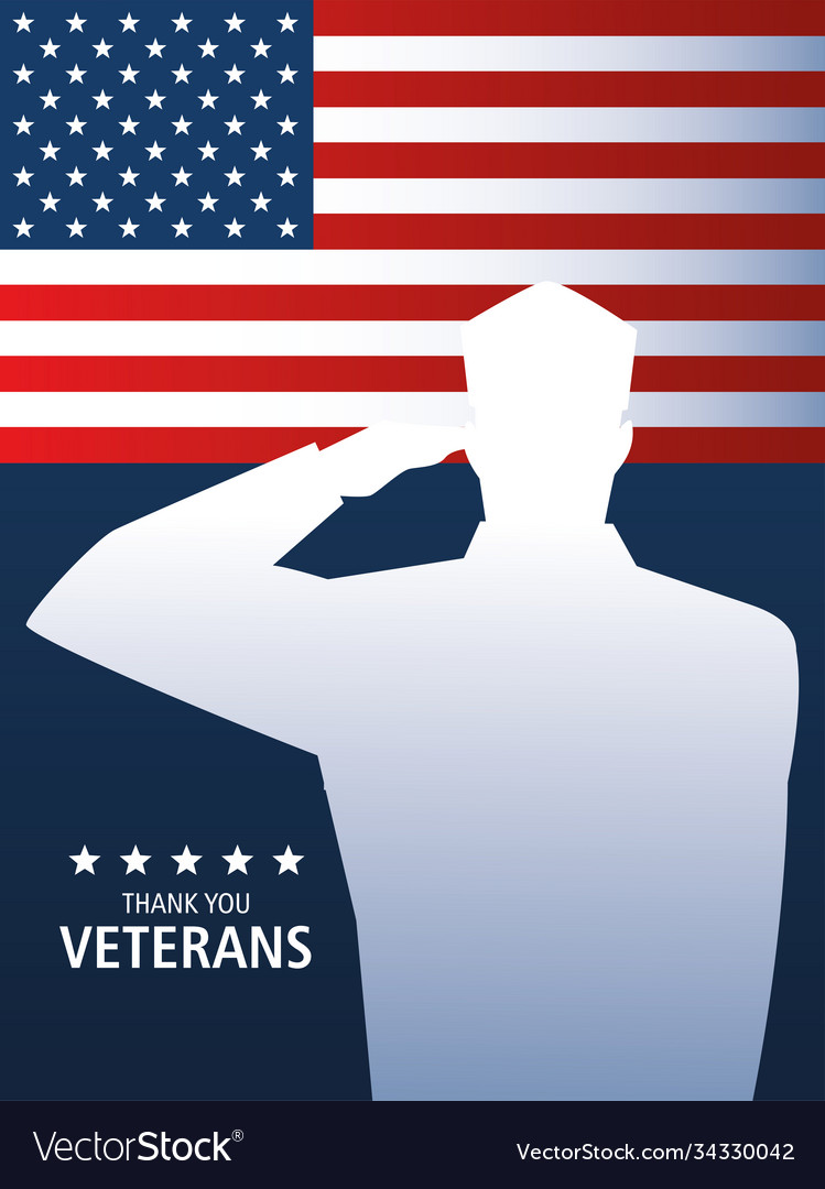 Happy veterans day military soldier saluting Vector Image