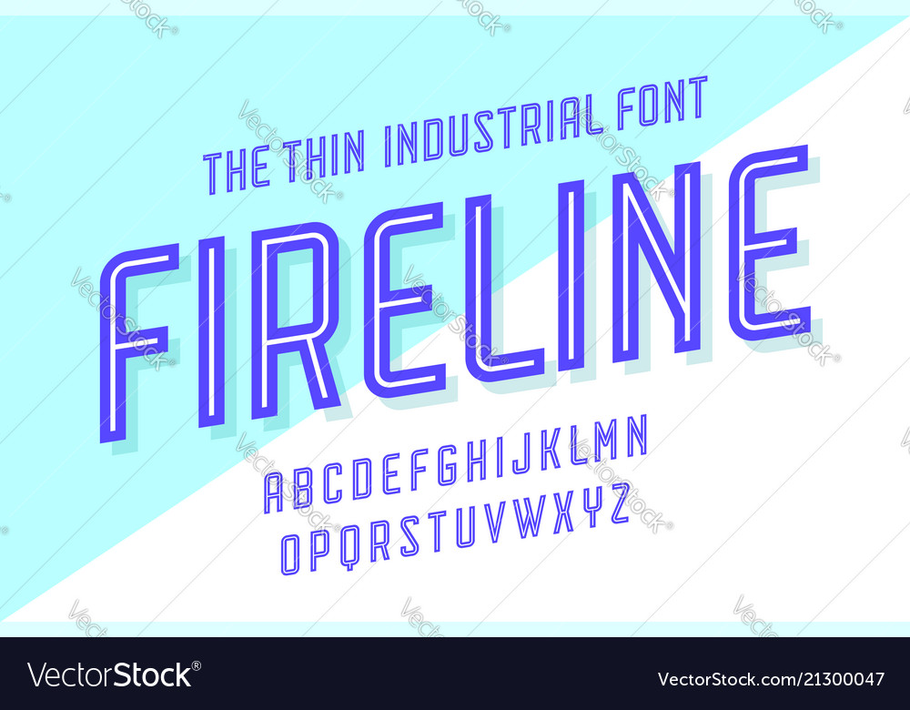 Alphabet and font fire line vector image Alphabet and font fire line