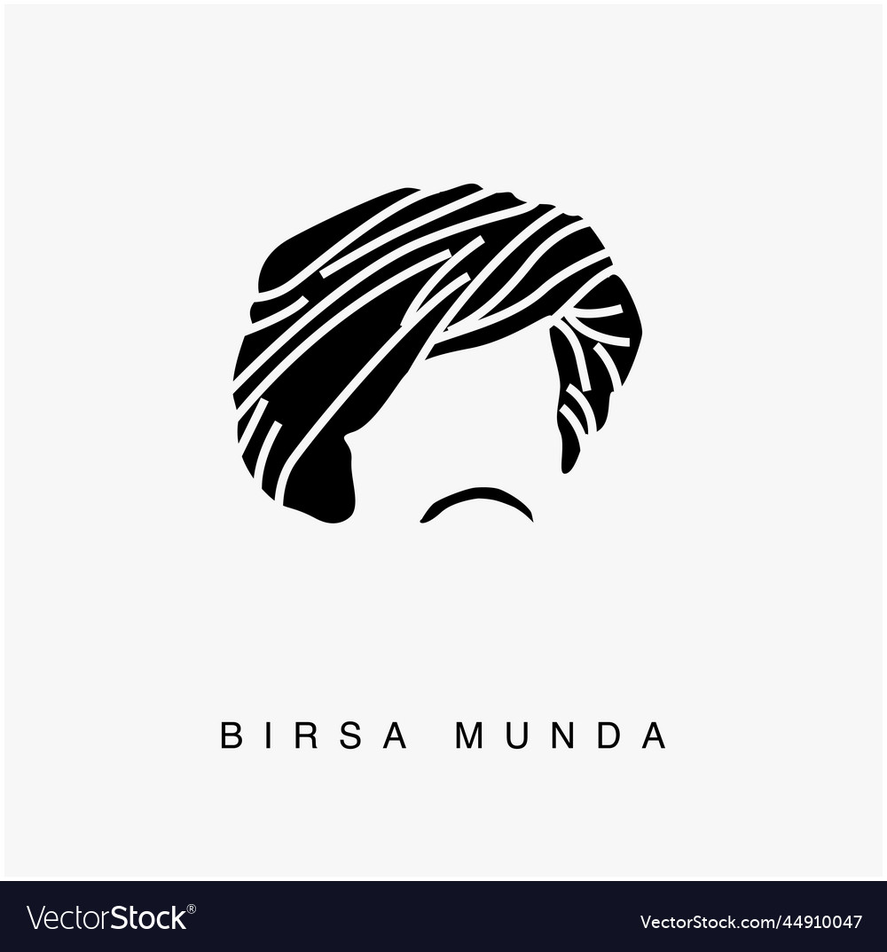 Birsa munda adivasi freedom fighter of india face Vector Image Birsa munda adivasi freedom fighter of india face Vector Image