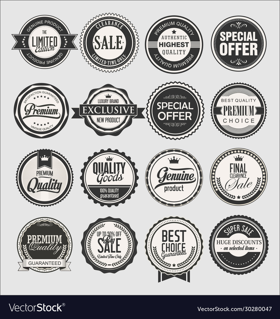 Collection vintage labels for sale Royalty Free Vector Image