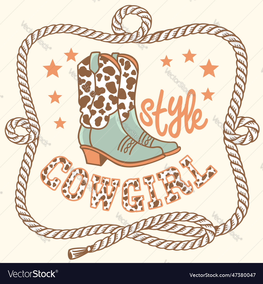 Cowgirl style with cowboy boots Royalty Free Vector Image