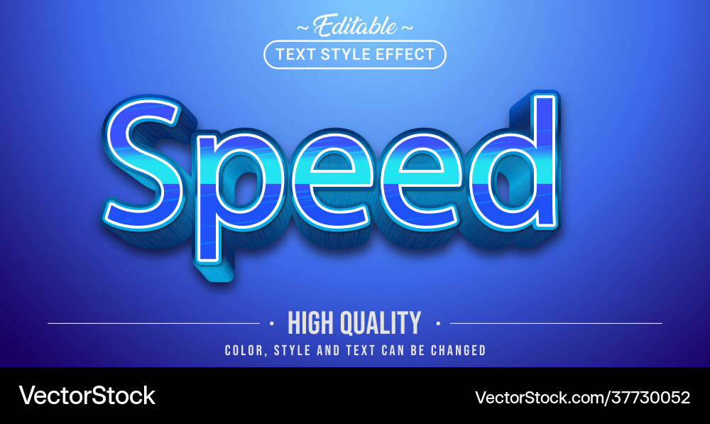Speed Text Blue Editable text style effect - speed blue text Vector Image