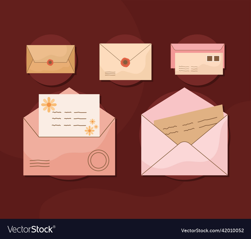 Five letter envelopes Royalty Free Vector Image