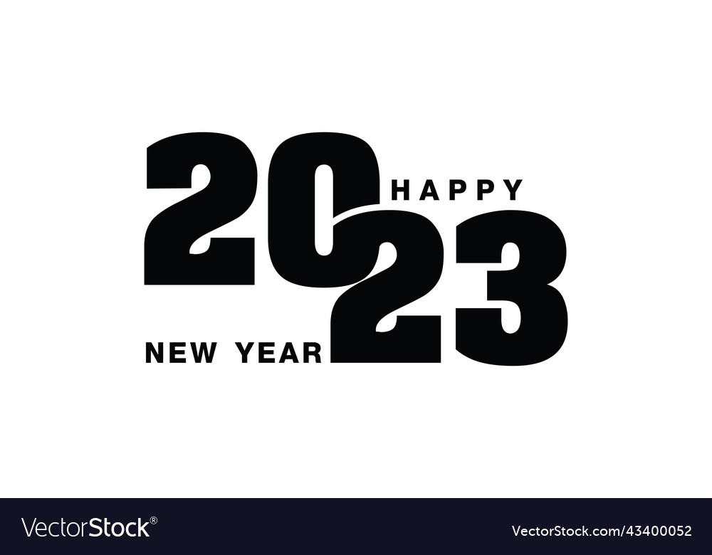 Happy new year 2023 text design Royalty Free Vector Image