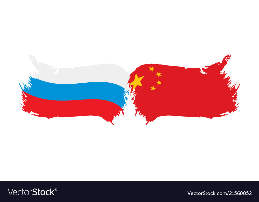 Russia and china flags Royalty Free Vector Image