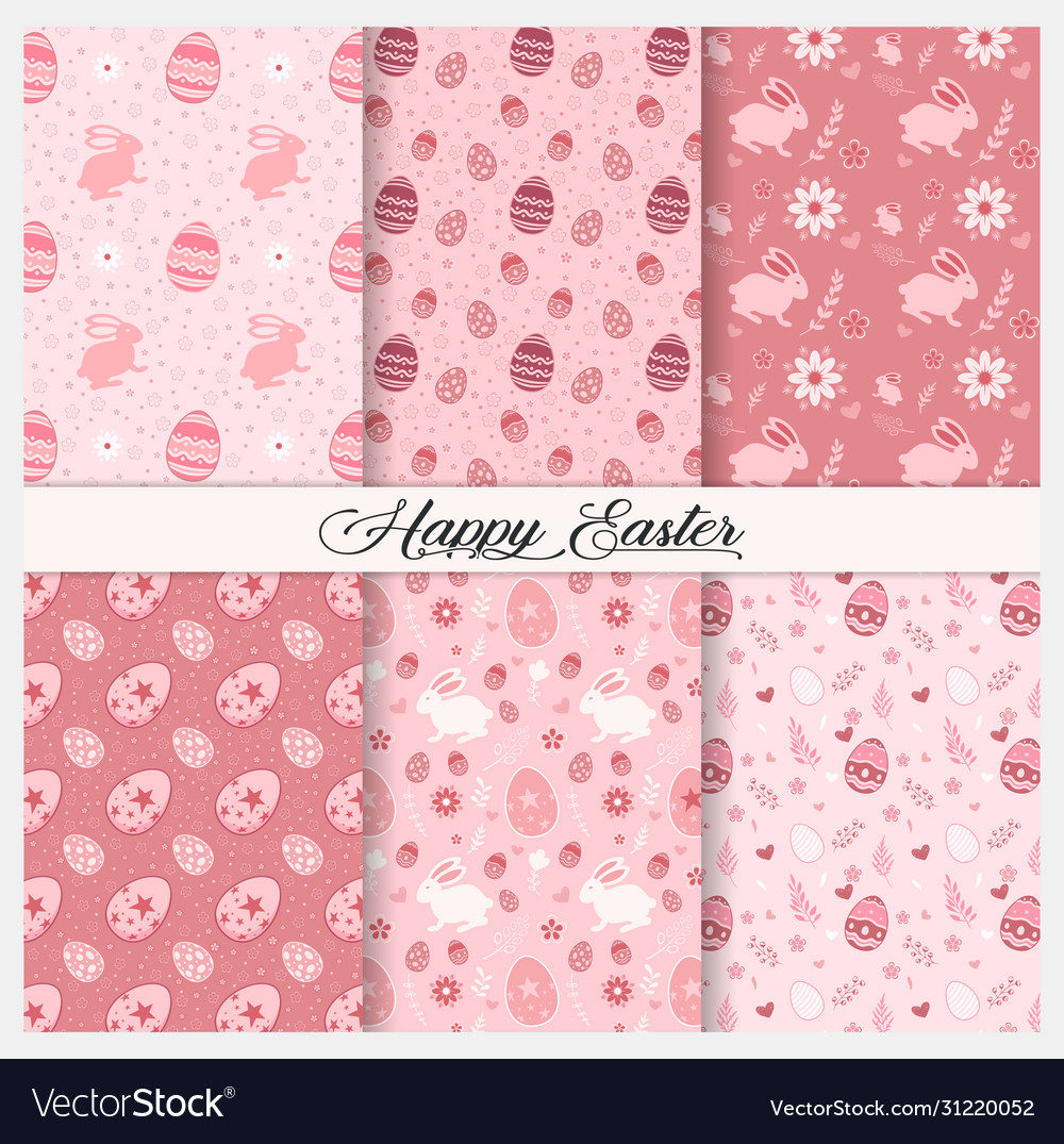 Seamless pattern on easter egg and rabbit vector image Seamless pattern on easter egg and rabbit