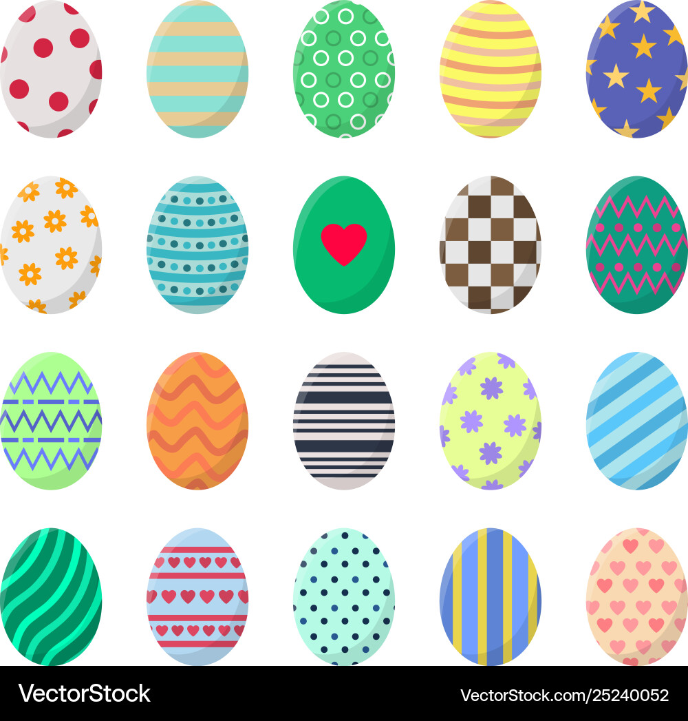 Set easter eggs isolated on white background Vector Image