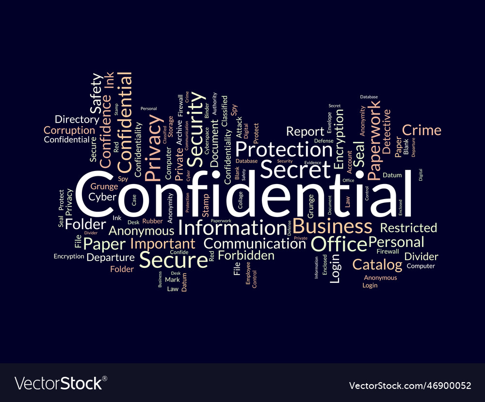 Word cloud background concept for confidential Vector Image