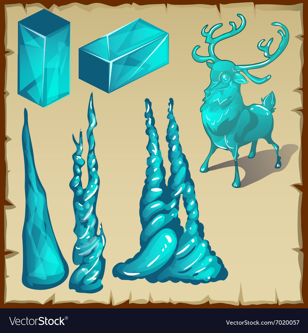 Collection ice cubes and shapes four items Vector Image