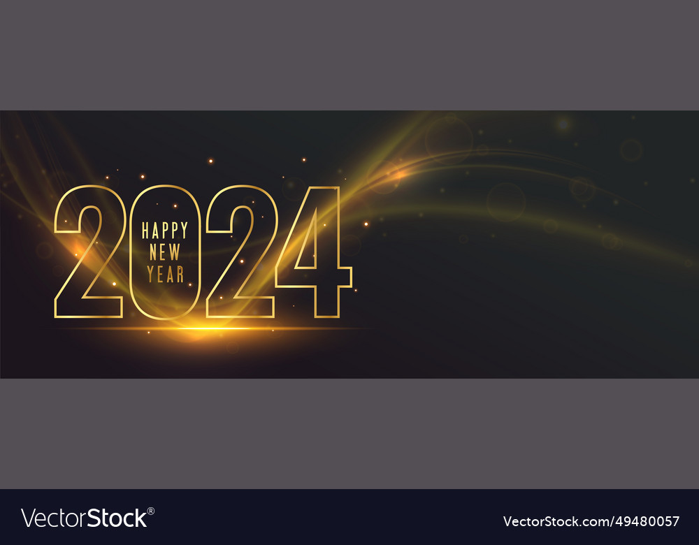 Line style 2024 golden text new year banner Vector Image