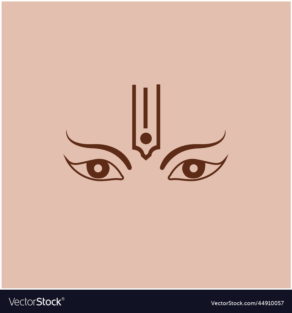 Lord vishnu tilak and eyes icon Royalty Free Vector Image