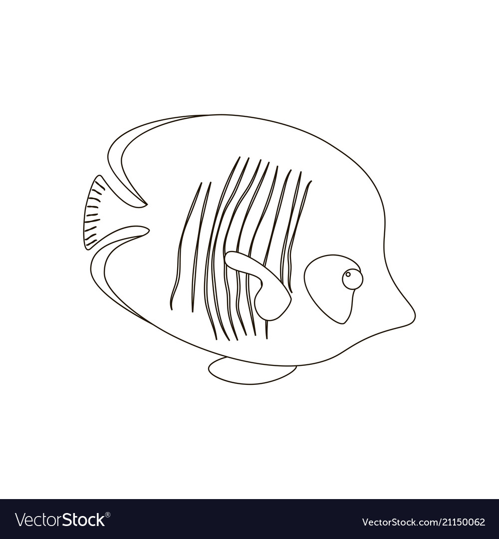 Chaetodon semilarvatus fish coloring pages Vector Image