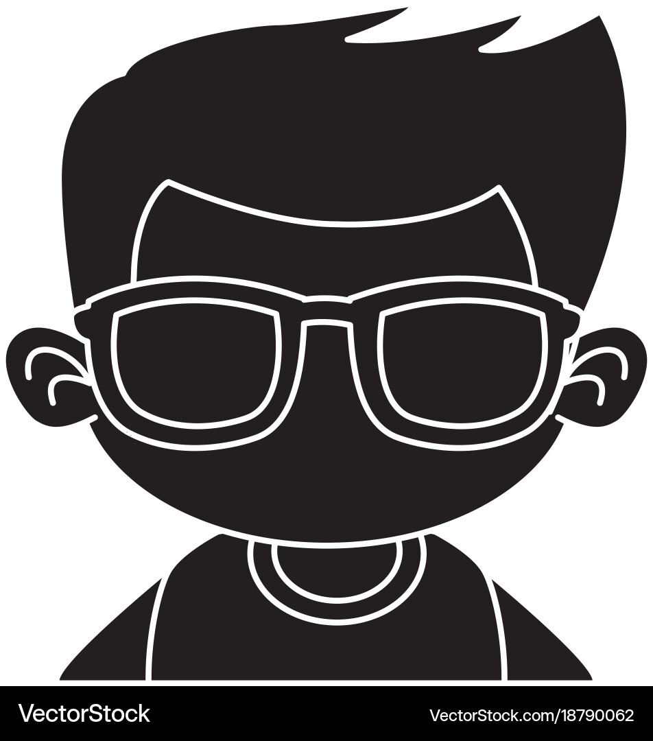 Cute boy with sunglasses cartoon Royalty Free Vector Image